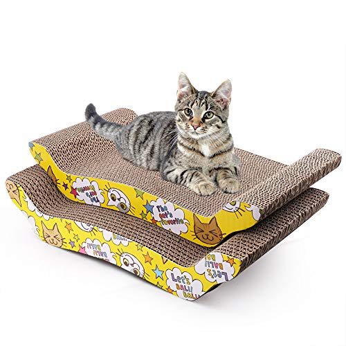 2 Pack Cat Scratcher Cardboard with Catnip, Recycle Corrugated Scratching Pad