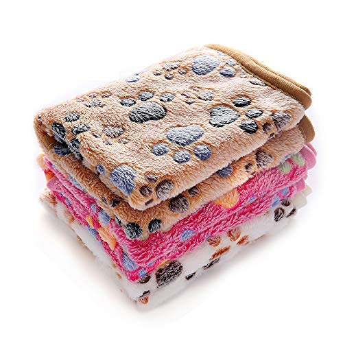 luciphia 1 Pack 3 Blankets Super Soft Fluffy Premium Fleece Pet Blanket Flannel Throw for Dog Puppy Cat Paw Small