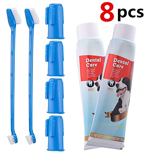 CooZero Dog Dental Care Kit, 2 Pack Dog Toothpaste and Dog Toothbrush Set