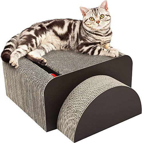 PAWABOO 2-in-1 Cat Scratcher Board, Multifunctional Rectangle Cat Scratching