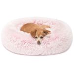 Cute Snuggle Pink Dog Bed Cuddler, Round Donut Pet Beds