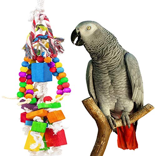 MEWTOGO Amazon Parrot Toy - Multicolored Wooden Blocks