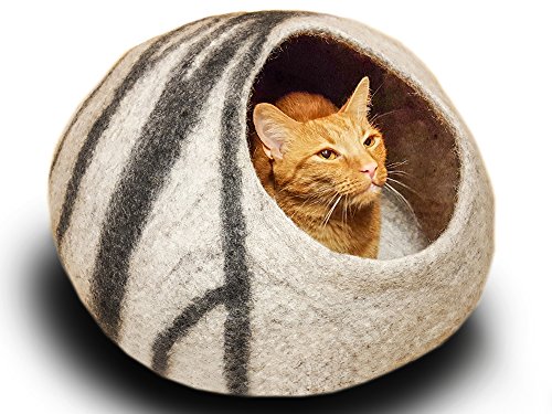 MEOWFIA Premium Felt Cat Bed Cave (Medium) - Handmade 100% Merino