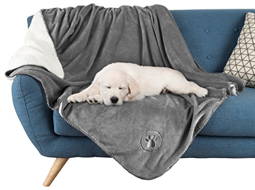 Waterproof Pet Blanket-50"x 60" Soft Plush Throw Protects Couch, Chairs, Car, Bed from Spills, Stains, or Pet Fur-Machine Washable by Petmaker (Gray)