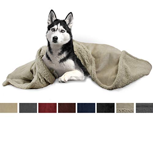 PetAmi Dog Blanket, Sherpa Dog Blanket | Plush, Reversible, Warm Pet Blanket for Dog Bed, Couch, Sofa, Car (Taupe/Taupe Sherpa, 50x40 Inches)