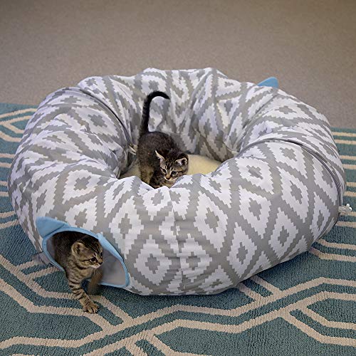 Kitty City Large 12" Multifunction Cat Tunnel and with Central Mat for Cat