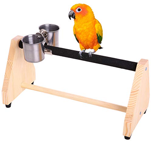 QBLEEV Parrot Play Wood Stand Bird Grinding Perch Table Platform Birdcage