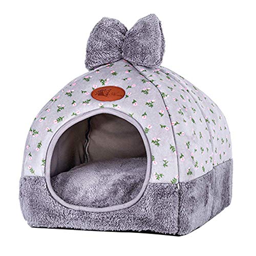 laamei Cat Tent, 2-in-1 Pet Bed House Self- Warming Cat Kitten Puppy Cave Basket