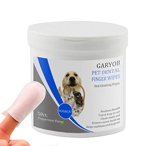 GARYOB Pet Dental Fingers Wipes, Oral Cleansing Teeth Wipes Pads for Dogs