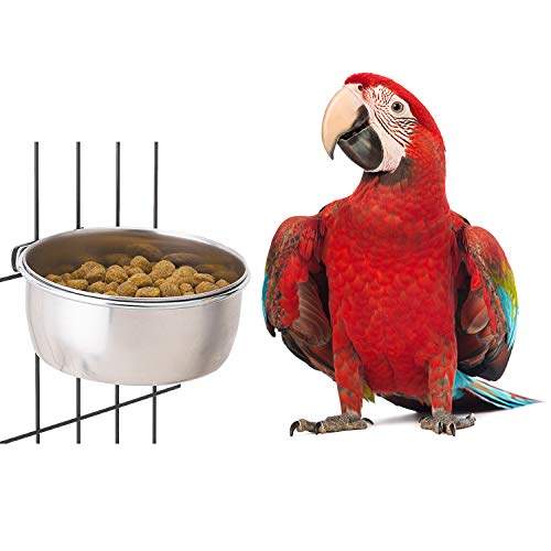 BWOGUE Bird Parrot Feeding Cups with Clamp Stainless Steel
