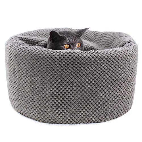 Winsterch Large Warming Covered Cat Bed,Round Washable Pet Bed