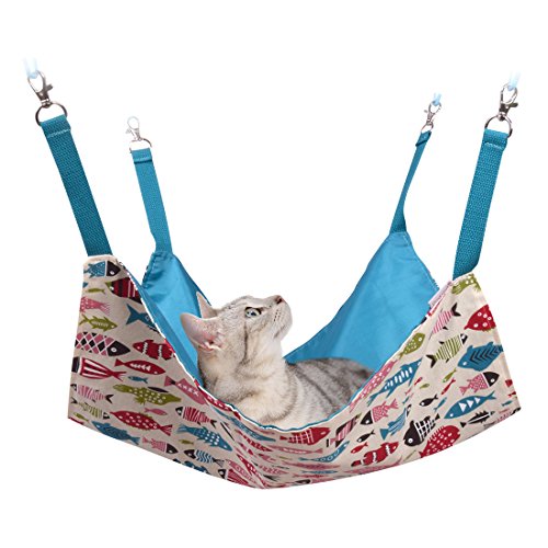 Cat Hammocks Bed Use with Cage or Chair, Reversible 2 Sides Small Pet