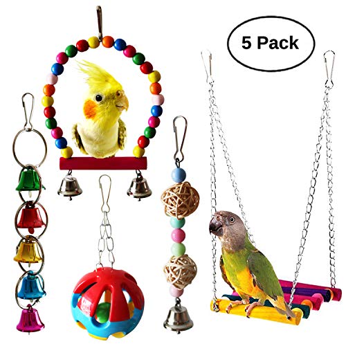 BWOGUE Bird Swing Toys with Bells Pet Parrot Cage Hammock Hanging Toy