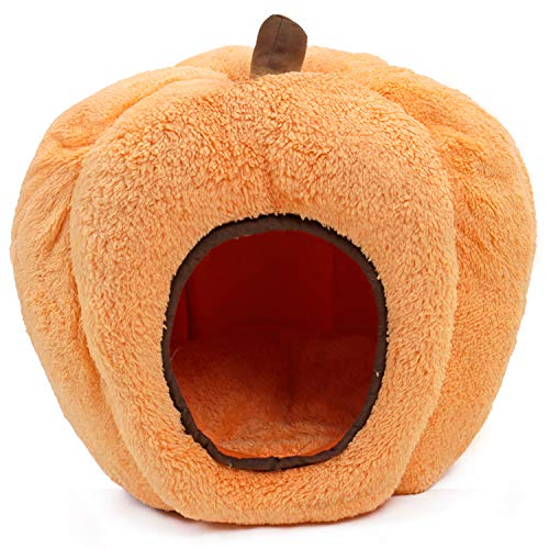 PAWZ Road Halloween Cozy Cat Bed, Puppy Hut Kitty Cave Pumpkin-Shaped Kennel