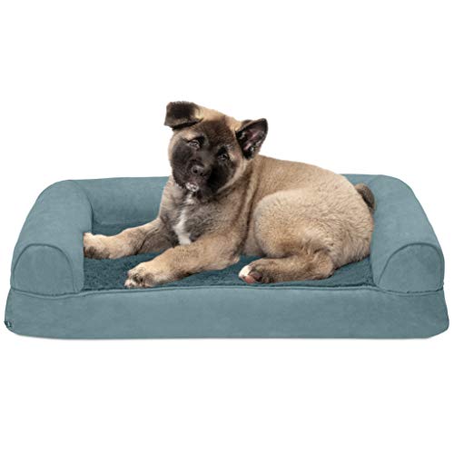 Furhaven Pet Dog Bed | Memory Foam Ultra Plush Faux Fur & Suede Traditional Sofa