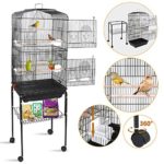 SUPER DEAL 59.3''/53'' Rolling Bird Cage Large Wrought Iron Cage