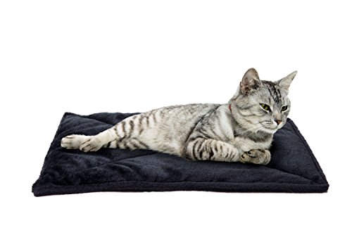 Furhaven Pet Dog Bed Heating Pad | ThermaNAP Quilted Faux Fur Insulated Thermal Self-Warming Pet Bed Mat for Dogs & Cats, Black