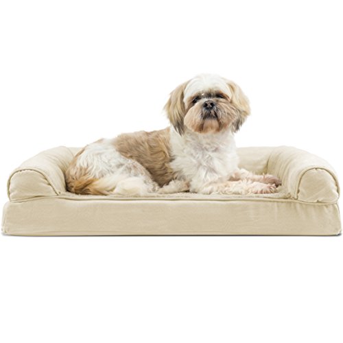 Furhaven Pet Dog Bed | Orthopedic Ultra Plush Faux Fur & Suede Traditional Sofa