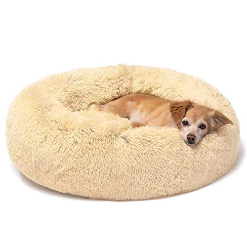 TEEPAO Marshmallow Cat Bed, Ultra Soft Plush Donut Cuddler Round Dog Nest Bed