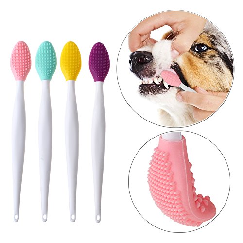 Dog toothbrush, Double-sided soft silicone gentle dental brushes kit