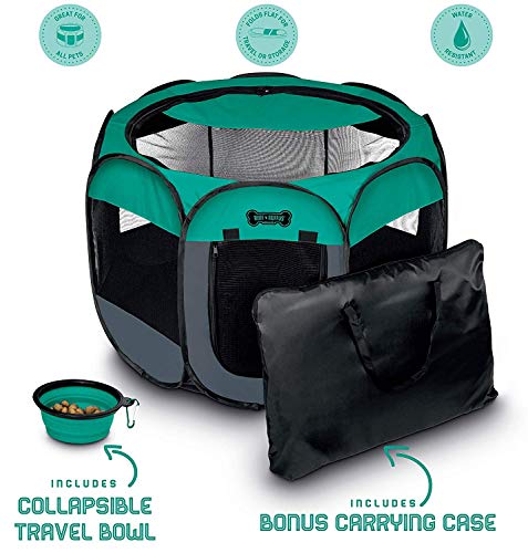 Ruff 'n Ruffus Portable Foldable Pet Playpen + Carrying Case & Collapsible