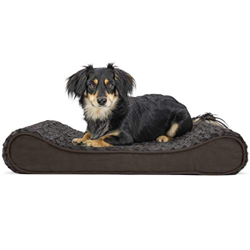 Furhaven Pet Dog Bed | Orthopedic Ultra Plush Faux Fur Ergonomic Luxe Lounger Cradle Mattress Contour Pet Bed w/ Removable Cover for Dogs & Cats, Chocolate, Medium