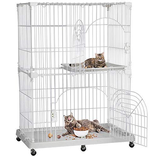 Yaheetech 2-Tier Large Cat Cage Kitten Crate Pet Enclosure