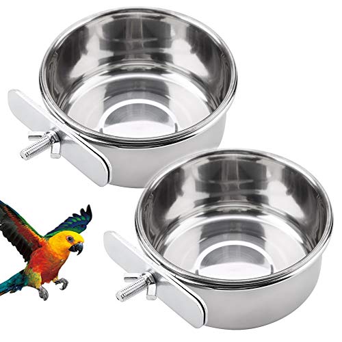 PIVBY Parrot Feeding Cups Birds Food Dish Stainless Steel