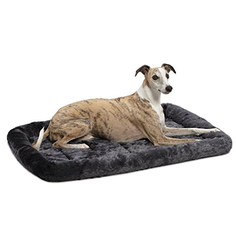 36L-Inch Gray Dog Bed or Cat Bed w/ Comfortable Bolster