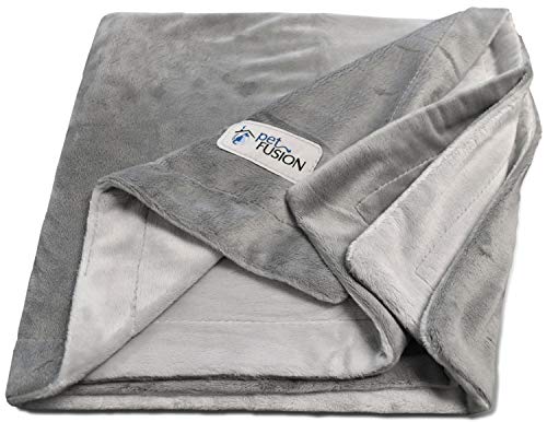 PetFusion Premium X-Large Dog Blanket (60x48). Reversible Gray Micro Plush. [100% Soft Polyester]