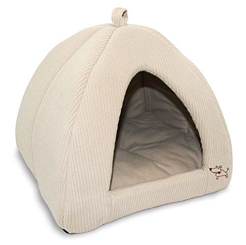 Best Pet Supplies Corduroy Tent Bed for Pets, Beige
