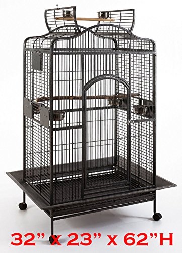 New Large Wrought Iron Open/Close Play Top Bird Parrot Cage