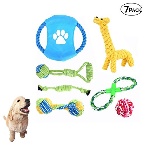 WTTTTW 7 Pack Dog Puppy Toys, Rope Puppy Chew Toys Dog Flying Disc