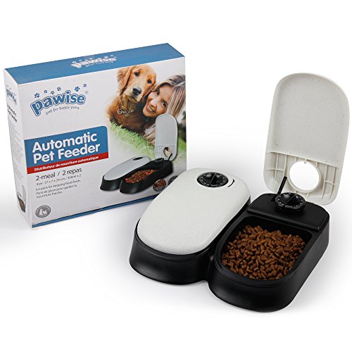 PAWISE Automatic Pet Feeder 2-Meal Food Dispenser Timed Food Bowl