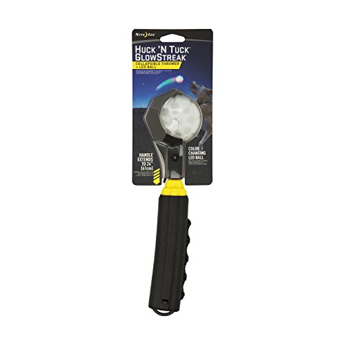 Nite Ize Huck 'N Tuck GlowStreak, Collapsible Thrower and Ball Launcher with Color Changing Waterproof LED Ball