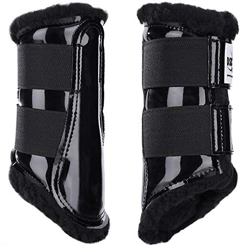 Dressage Sport Boot DSB, for Horses, Medium, Patent Black/Black Fleece