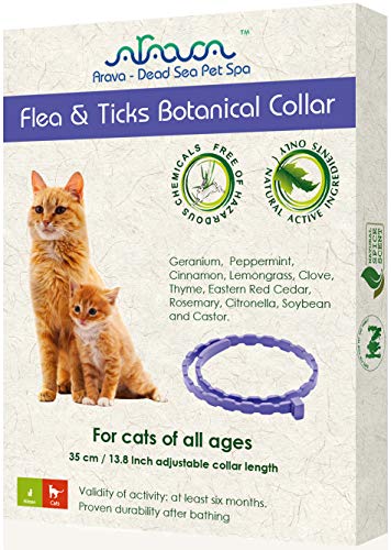 Arava Flea & Tick Prevention Collar - for Cats & Kittens - Length-14'' - 11 Natural Active Ingredients - Safe for Babies & Pets - Safely Repels Pests - Enhanced Control & Defense - 6 Months Protection