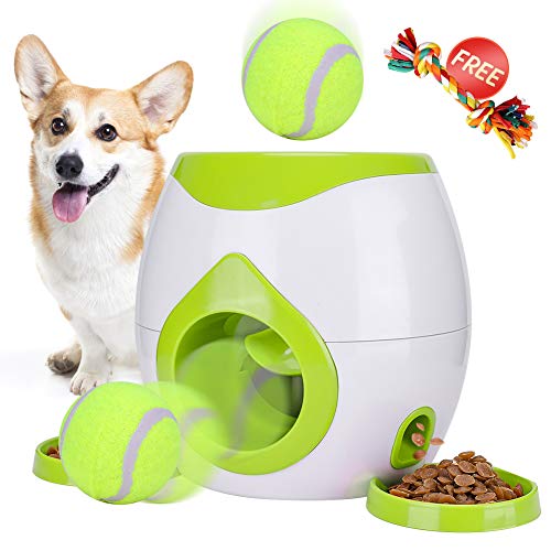 Pet Interactive Toys Dogs Puzzle Food Dispenser Tennis Ball Throwing Fetch Machine FDA Cat Reward Toy Game Animal Training Tool Pets Slow Feeder Bowl (Green) (Green)