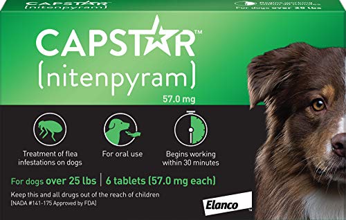 Elanco Animal Health Capstar Fast-Acting Oral Flea Treatment for Large Dogs, 6 Doses, 57 mg (26-125 lbs)