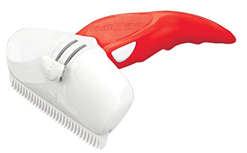 Eazee by Foolee Dog DeShedding Brush | Patented Dog Brush with NO Sharp Blades | Compatible with All Hair and Fur Types (Large, Red)