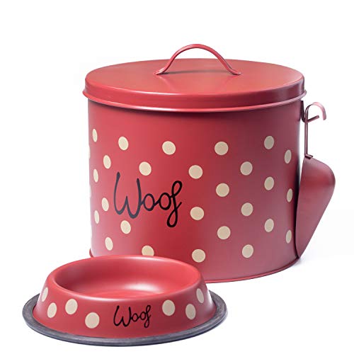 The PetSteel - Red Polka Dot Dog Decorative Canister