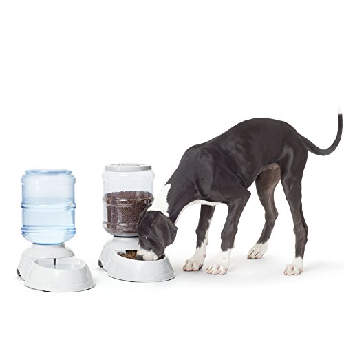 AmazonBasics Large Gravity Pet Food Feeder and Water Dispenser Bundle