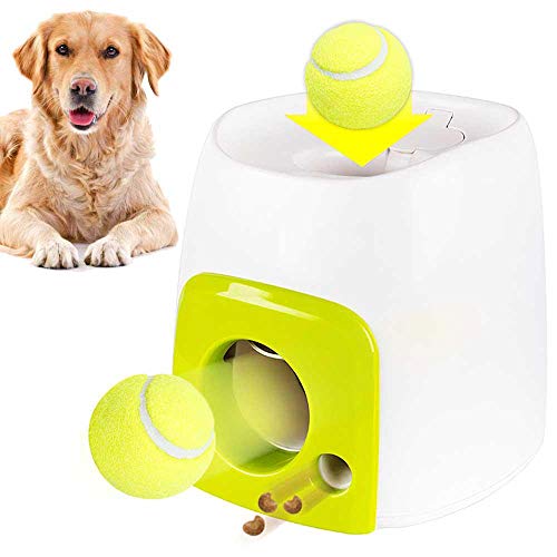 Foonee Automatic Interactive Dog Tennis Ball Launcher Thrower Machine, Pets Food Reward Machine for Indoor Outdoor Training and Playing