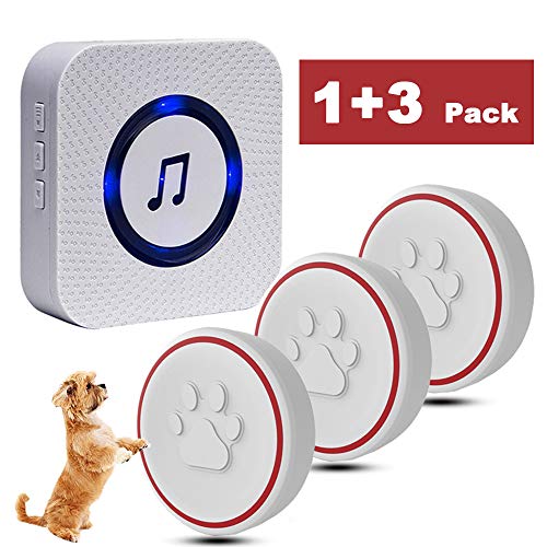 ChunHee Dog Doorbell for Potty Training Wireless Dog Bells for Puppy Potty Training, 3 Waterproof Touch Buttons, Dog Doorbells for More Dogs（1 Receiver & 3 Touch Buttons）