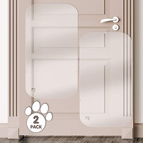 PETFECT Door Scratch Protector - Premium Set of 2 Dog Door Guards for Interior & Exterior Use - Clear (35.5 x 15.5)