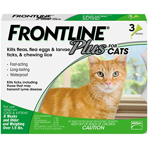 Frontline Plus for Cats and Kittens (1.5 pounds and over) Flea and Tick Treatment, 3 Doses