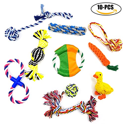 Legendog Dog Rope Set, 10PCS Outdoor Dog Toy Cotton Chew Toy Dog Flying Disc Pet Toy Set for Training