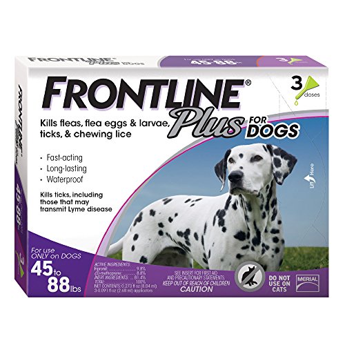 Frontline Plus for Dogs Large Dog (45 to 88 pounds) Flea and Tick Treatment, 3-Doses