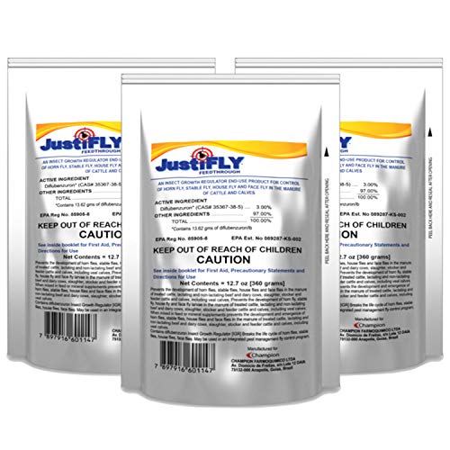 JustiFLY Champion USA Feedthrough Cattle Fly Control, 6 Pack