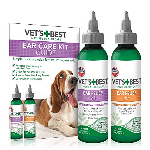 Vet's Best Dog Ear Cleaner Kit | Multi-Symptom Ear Relief | Wash & Dry Treatment